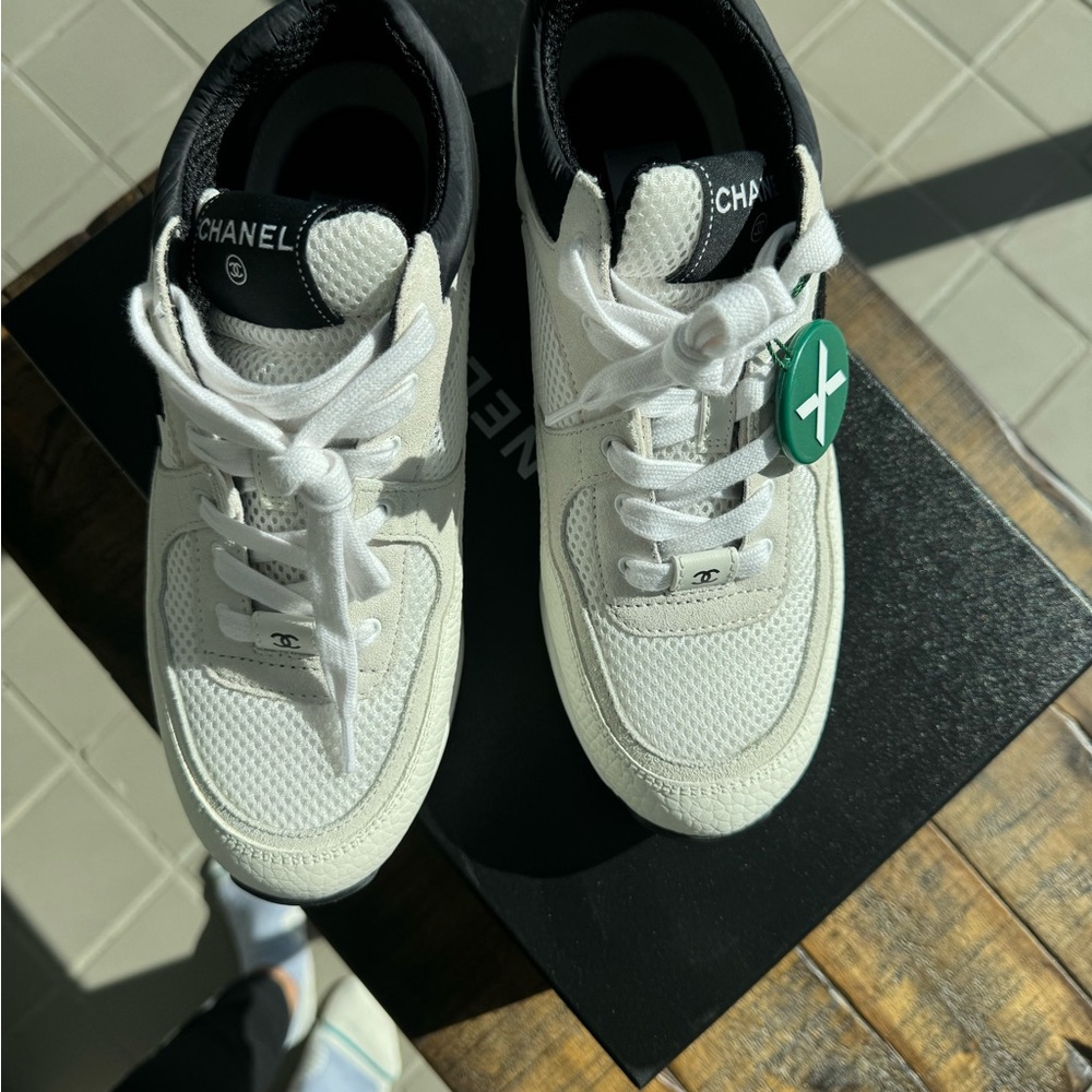 Chanel White and Black Sneakers - Picture 10 of 10